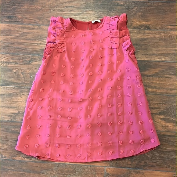 hailey & co Tops - Hailey & Co wine colored swiss dot tank ruffle small new